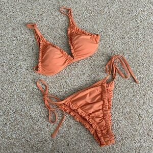 Sommerfield Swim Orange Ruffled Bikini Set Top L Bottom XL